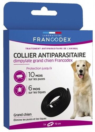 Collier antiparasitaire dimpylate pour grand chien puces et tiques noir - Francodex