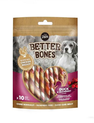Friandises pour chiens Better Bones Canard / Cranberry Wrap Twists x 10 - Zeus
